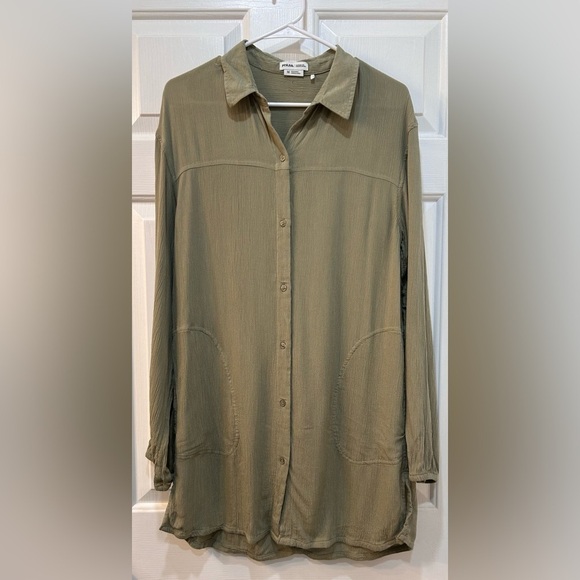 Prana Tops - prAna Women's Fernie Shirt Swim Cover-Up In Sweet Agave/Green Size M Gauzy Beach